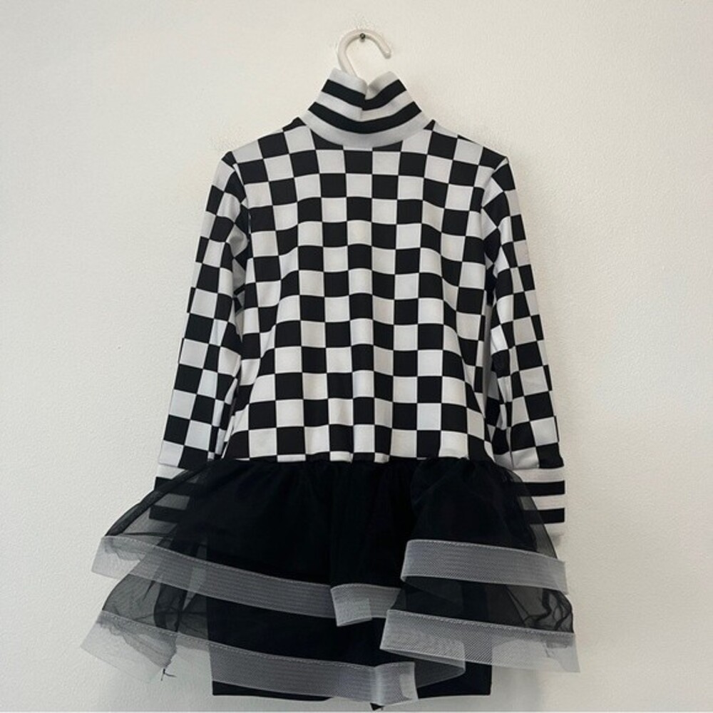 A Wish Come True Check Mate Black White Dance Costume size ISC